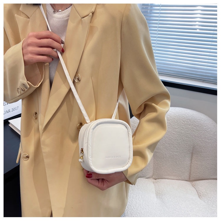 Túi đeo vai mini dáng vuông nhỏ màu trơn phong cách phương Tây thời trang xuân hè 2022 dành cho nữ