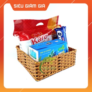 Khay Mây Nhựa Đan Vuông Đựng Trái Cây Hoa Quả Bánh Kẹo Quán Ăn Nhà Hàng Gia Đình Gọn Nhẹ Tiện Lợi - Mây Tre Trà My
