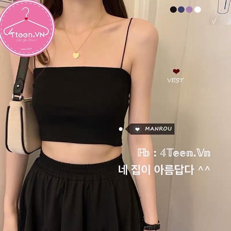 Áo 2 Dây Bozip Nữ [FREESHIP]  Thun body dáng ôm, phông họa tiết mặc đi biển màu TRẮNG | ĐEN Ulzzang