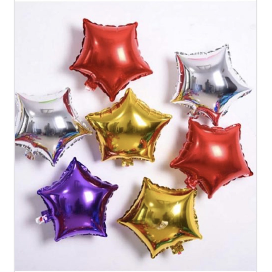 Bong bóng NGÔI SAO 5 cánh tráng nhôm ánh kim đủ màu - Kích thước 10cm -45cm, dùng trang trí sinh nhật, tiệc, nhà, decor