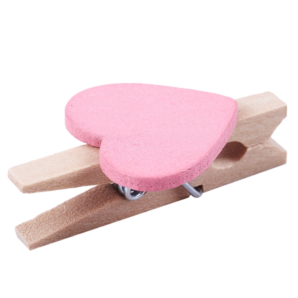 Set 20 Kẹp Ảnh Bằng Gỗ Hình Trái Tim