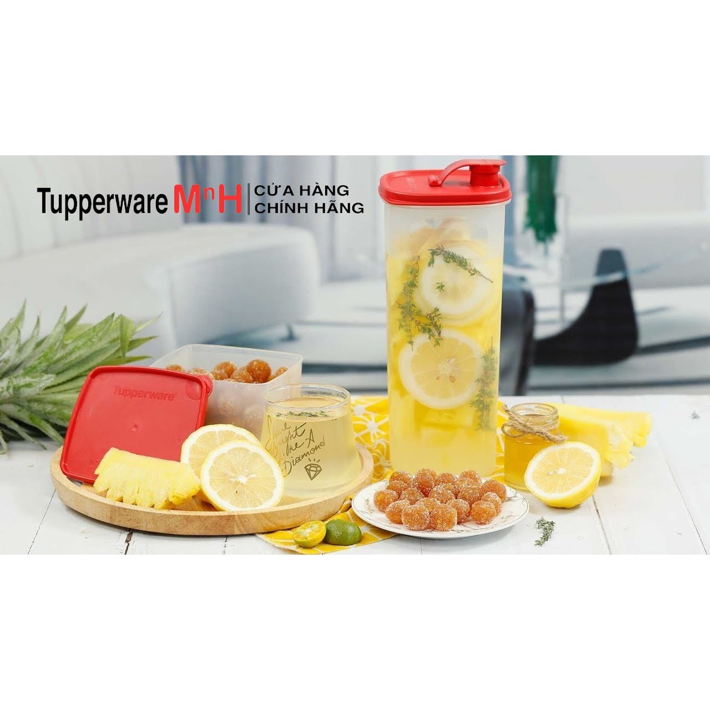 Bộ bình nước Tupperware Memberkit Tasty Set Gen II dung tích 2L có thang đo nắp mở nhựa nguyên sinh an toàn