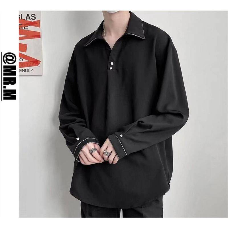 Áo sơ mi nam nữ dài tay Unisex Basic và đen sơ mi lụa học sinh mịn mát form rộng suông áo mỏng