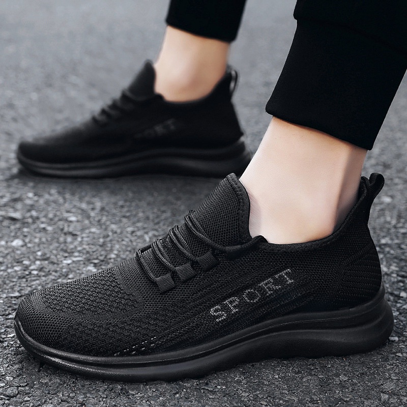 Giày nam sneaker thể thao full đen, thiết kế độc đáo mới lạ, chất liệu vải thể thao siêu mềm - Mã sản phẩm: 5601