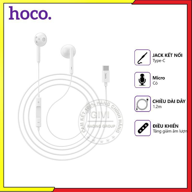 Tai nghe dây Hoco L10 jack Type-C, dài 1.2m, tương thích nhiều thiết bị Android