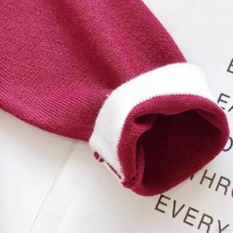 Đầm tay dài cổ bẻ màu trơn phong cách Hàn Quốc đáng yêu cho bé gái