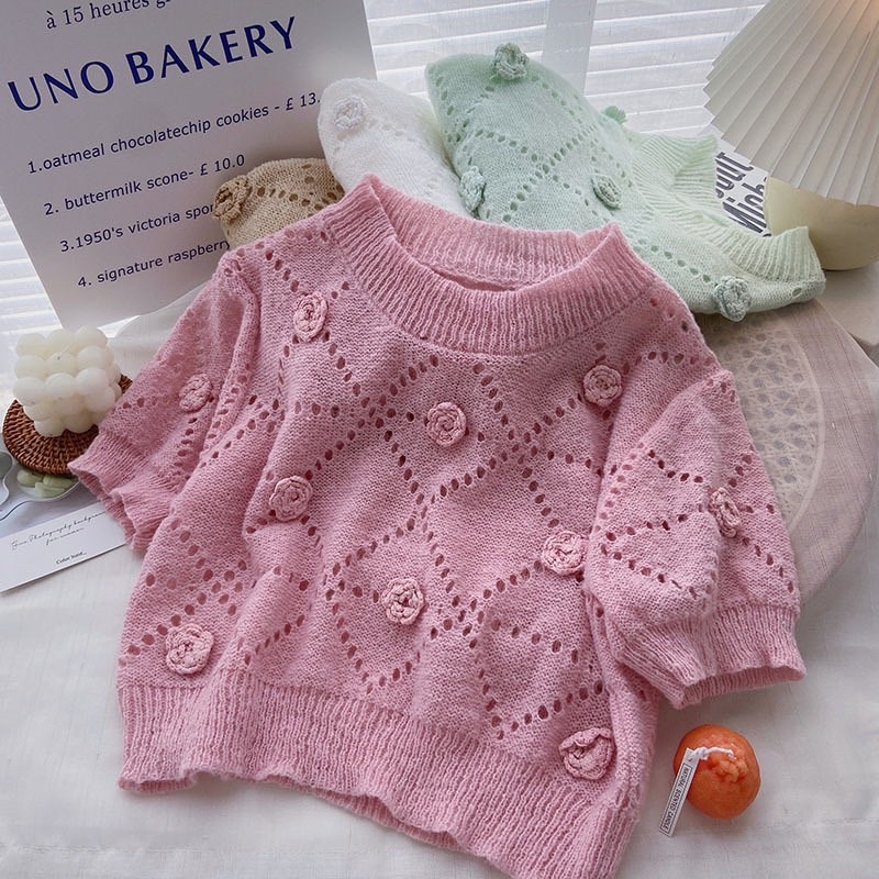 💥 Áo Len Mongtoghi Hoa Nổi Croptop Siêu Hót 💥