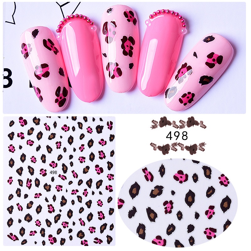 Sticker 3D Da Beo Hồng - Hình Dán Móng Tay