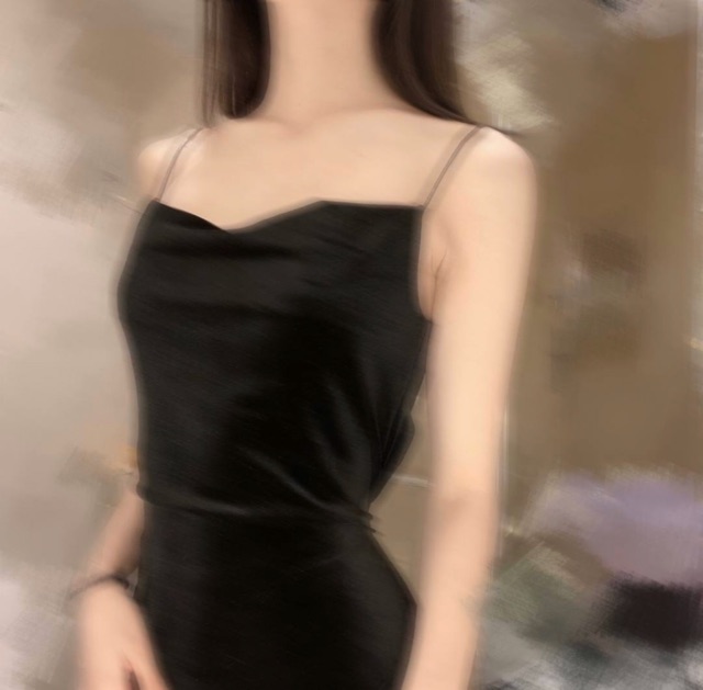 ⭕LOẠI 1 || ĐẦM DỰ TIỆC 2 DÂY CỔ ĐỔ NHUNG ĐẦM ĐEN TRƠN BASIC NỮ | BigBuy360 - bigbuy360.vn