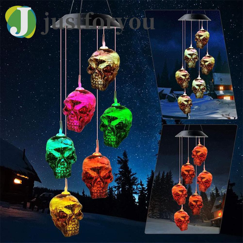 Đèn Led Năng Lượng Mặt Trời Thay Đổi Màu Sắc Hình Đầu Lâu Trang Trí Sân Vườn Dịp Halloween Justforyou 2