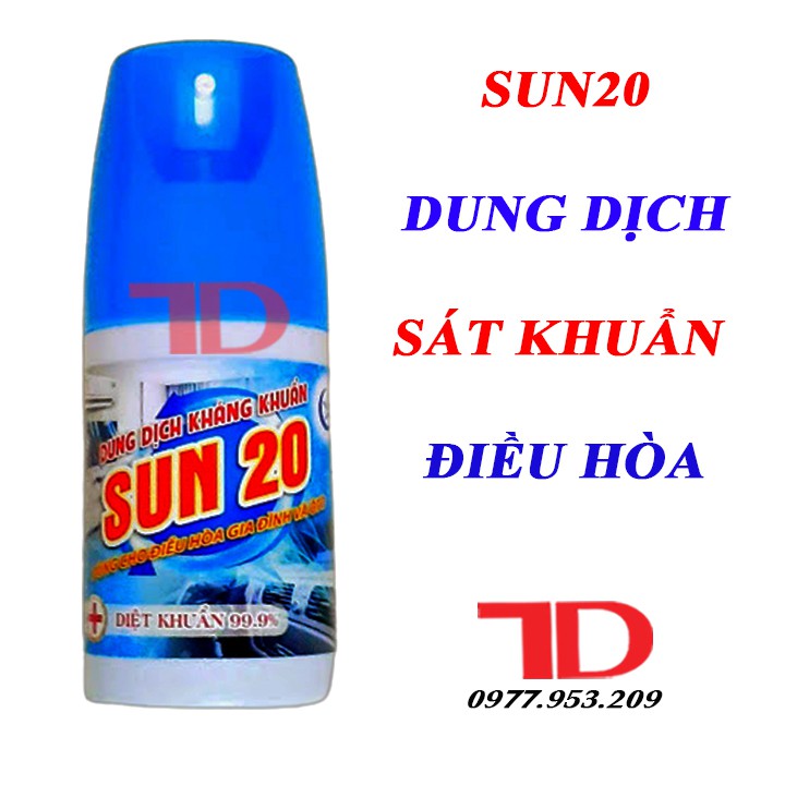 Bình xịt vệ sinh máy lạnh, dung dịch sát khuẩn sun 20, kháng khuẩn và khử mùi cho điều hòa các loại