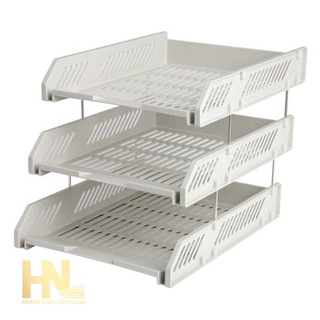Khay nhựa 3 tầng lỗ Deli 9217, đựng tài liệu văn phòng