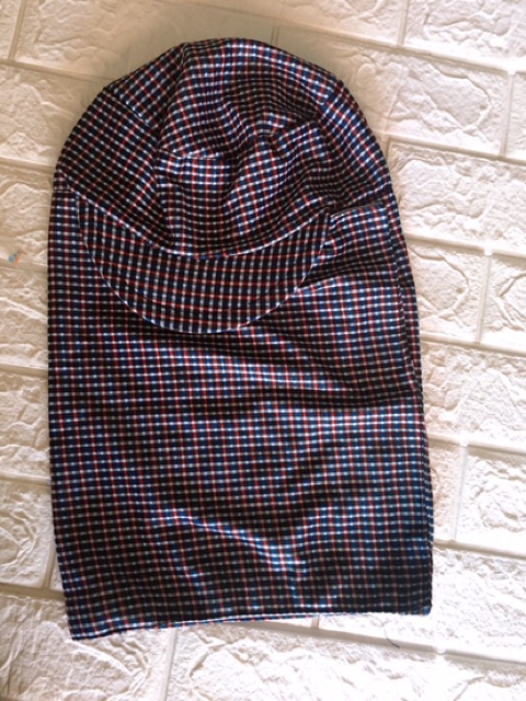 Mũ khẩu trang cotton lạnh hai lớp kẻ ( ảnh thật)