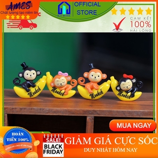 Tượng mini trang trí tiểu cảnh hồ cá hay terrarium hình khỉ ôm chuối xinh xắn, có 2 mẫu