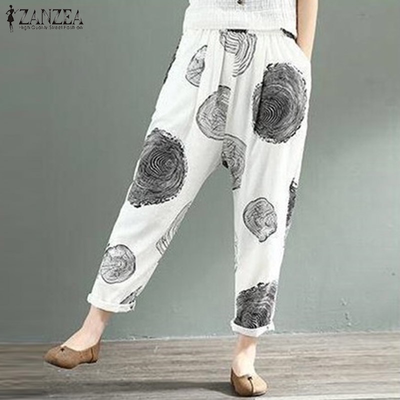 ZANZEA Quần ống rộng họa tiết chấm bi phong cách cổ điển dành cho nữ | BigBuy360 - bigbuy360.vn