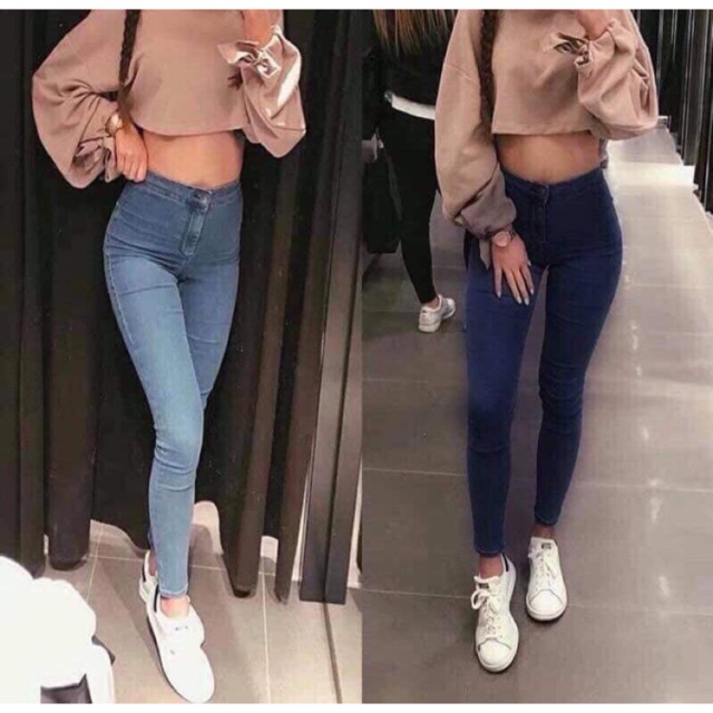 Quần jean 1 nút lưng cao