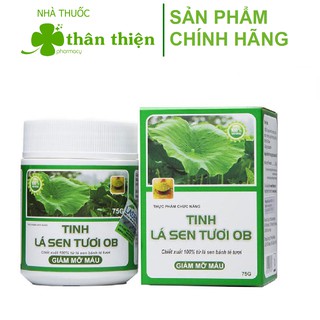 Lá sen OB - tinh lá sen tươi chiết xuất 100% từ lá sen bánh tẻ – Giúp Giảm mỡ máu, giảm cân (75g)