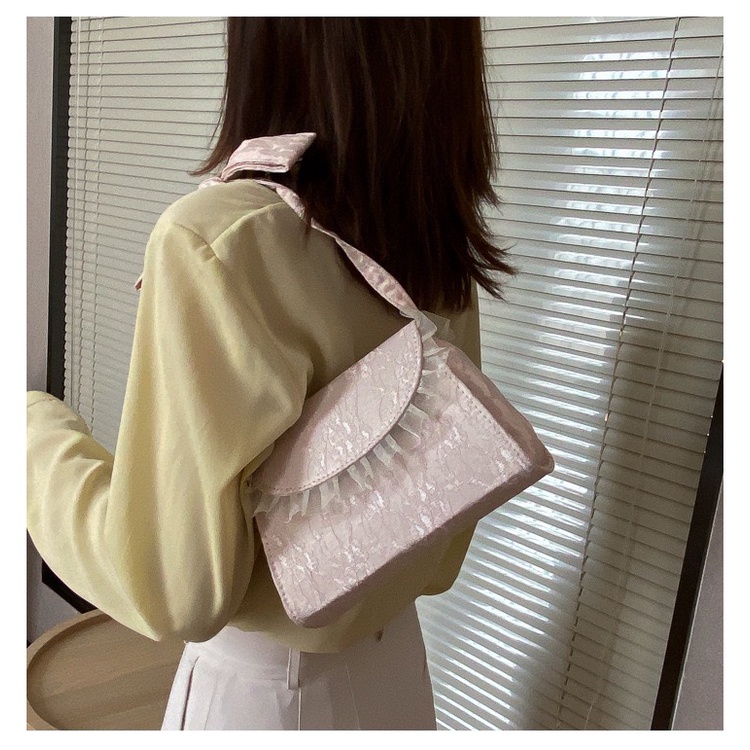 Túi đeo vai đeo chéo 2 màu trắng-hồng kiểu ren xinh xắn T52 Mayconner
