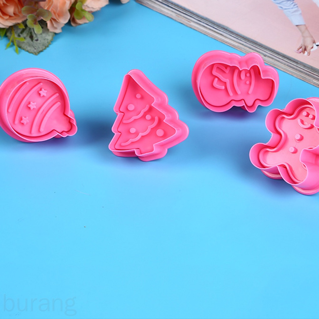 4 Khuôn cắt bánh bằng nhựa ABS cấp thực phẩm phong cách giáng sinh