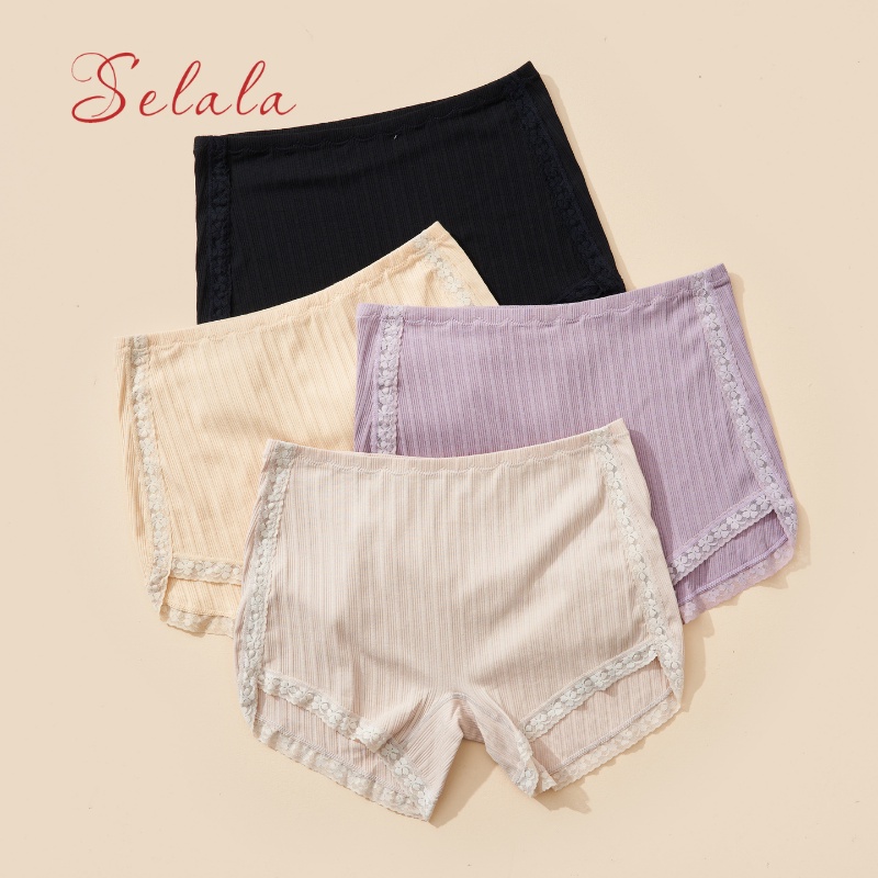 Quần Mặc Váy Selala Gân Tăm Phối Viền Ren Sexy QV05