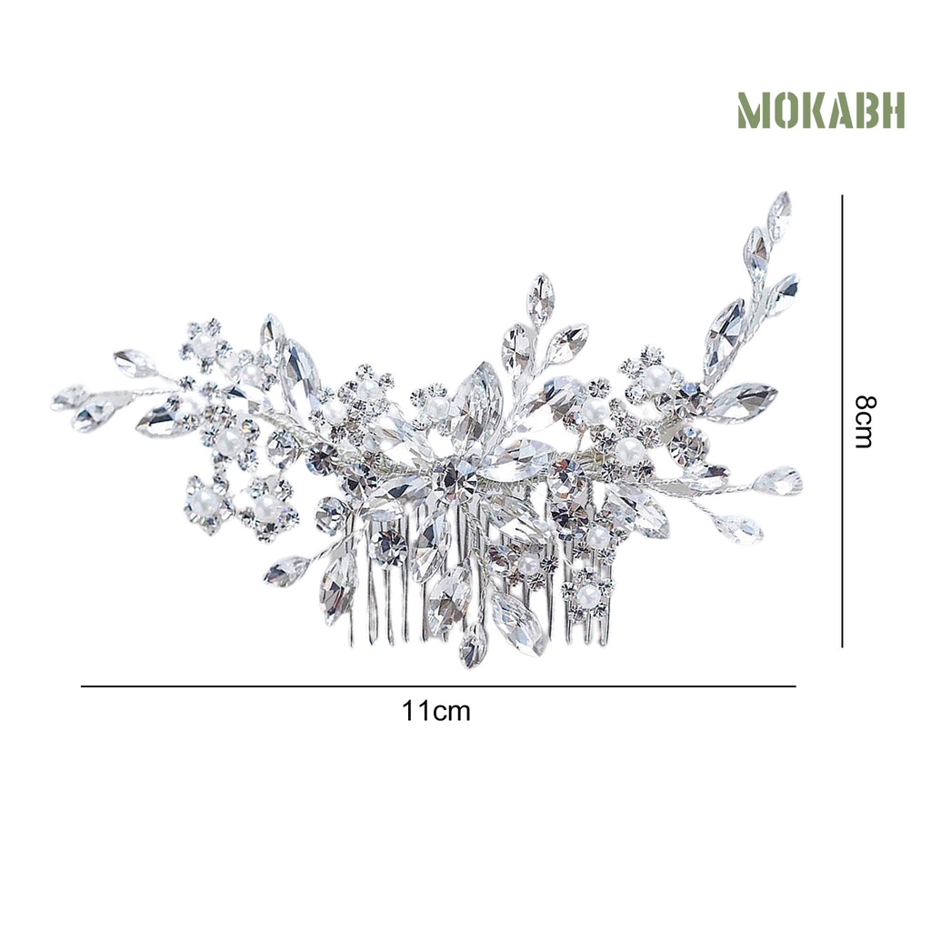 [Headpieces] Lược Cài Tóc Cô Dâu Hình Hoa Đính Đá Pha Lê Trang Trí Kiểu Công Sở Lãng Mạn