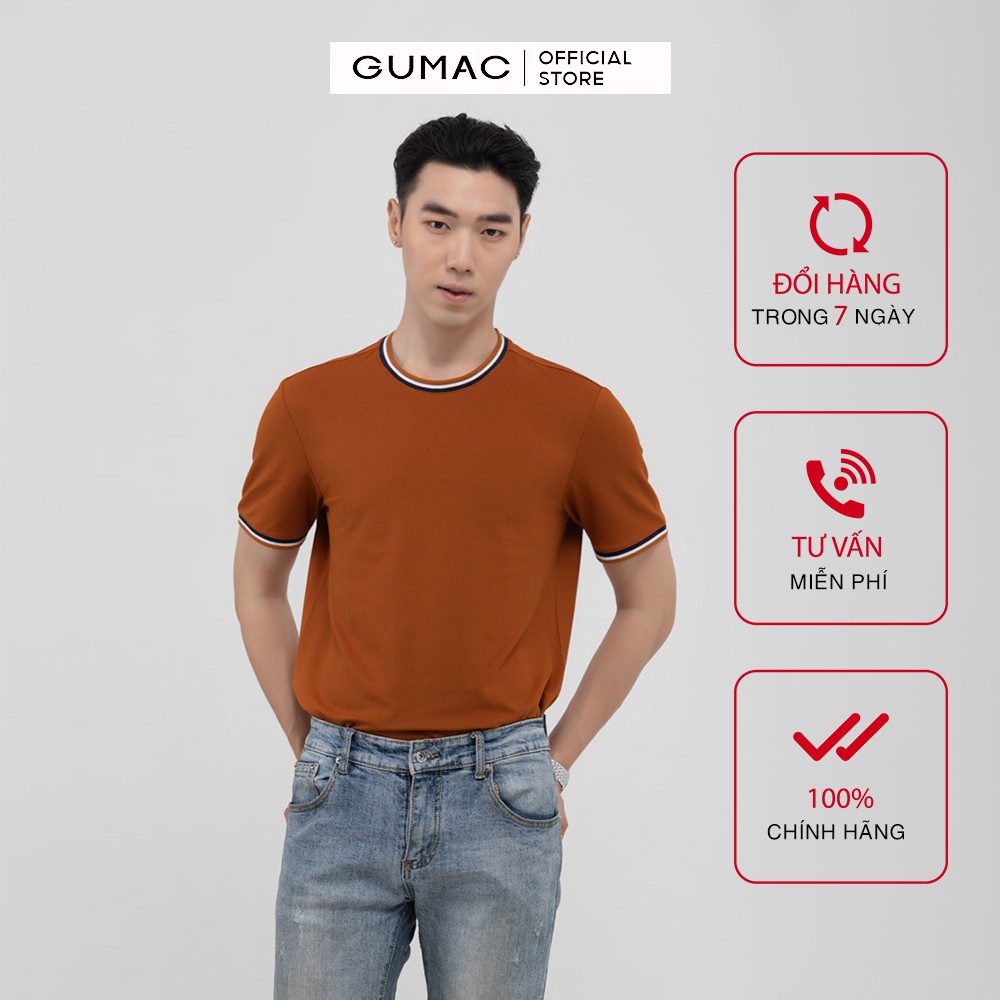 Áo thun nam phối bo kẻ GUMAC Hàn Quốc năng động, trẻ trung ATNB1184 | BigBuy360 - bigbuy360.vn