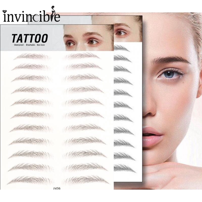 11 Pairs Waterproof Hair-like Eyebrows Stickers/ Long Lasting Water Transfer False Eyebrows Decals/ Eye Brow Tattoo Sticker Makeup Tools