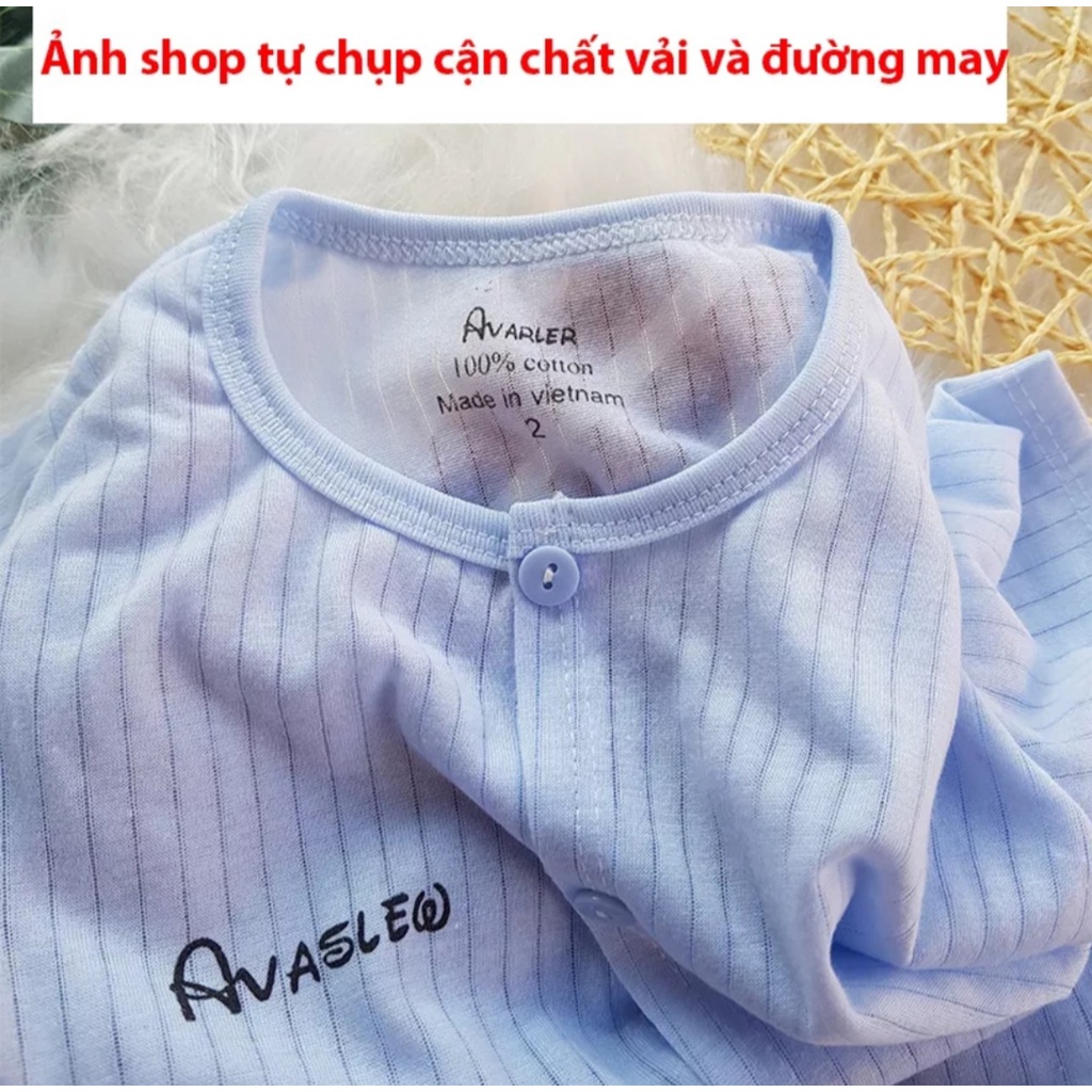 Bộ cộc tay vải tăm tre cao cấp, cài cúc giữa cho bé trai bé gái sơ sinh từ 3-13kg