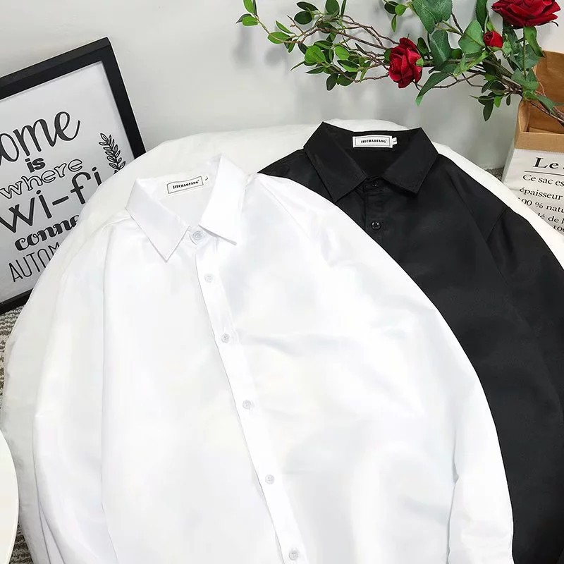 Áo sơ-mi tay dài đơn giản thanh lịch cho nam size S-4Xl