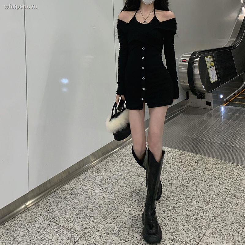 Đầm Giả Hai Mảnh Dáng Ôm Màu Đen Gợi Cảm Thời Trang Mùa Hè