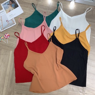 Áo hai dây cổ Tim kèm bảng màu tự chụp chất vải đũi mềm mịn mát mặc cực kì thoải mái dễ chịu