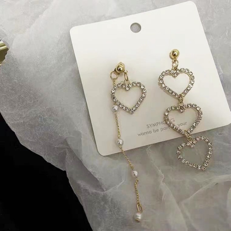 Đôi Bông Tai Dáng Dài Họa Tiết Trái Tim Thời Trang Cho Nữ