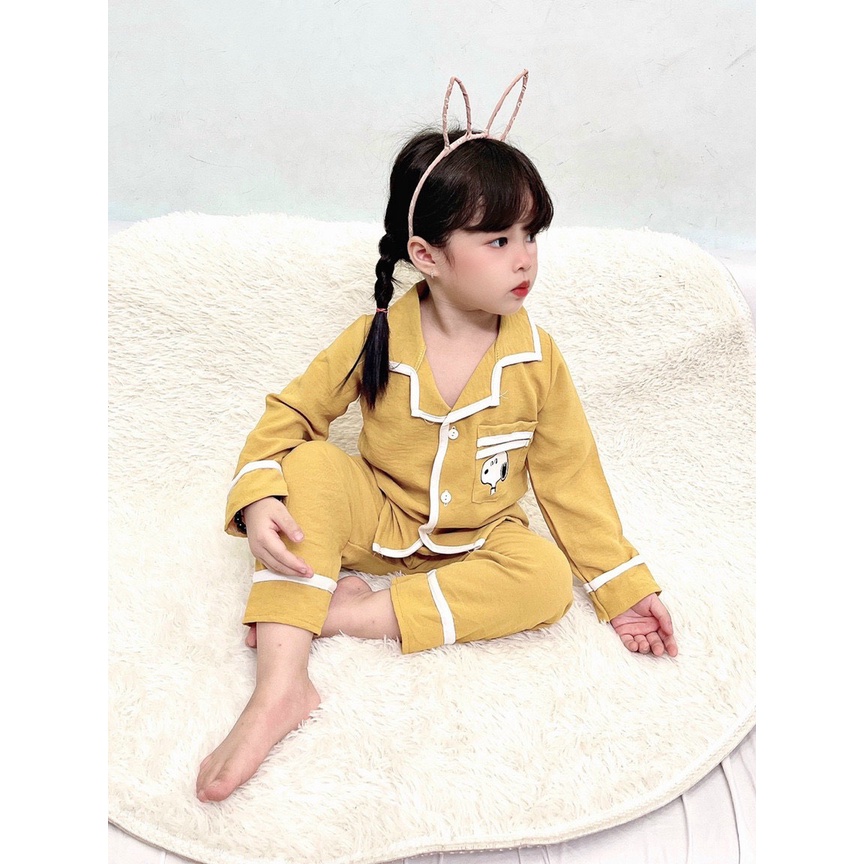 Bộ dài Pijama đũi chất mềm mát in hình snoopy đáng yêu cho bé ảnh thật RIo chụp hàng có sẵn kèm video