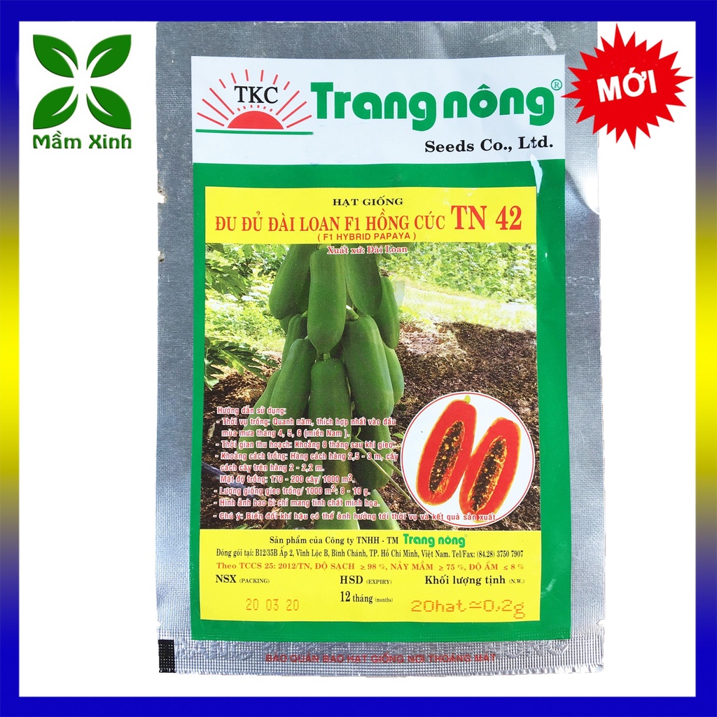 HẠT GIỐNG ĐU ĐỦ TRANG NÔNG - HẠT GIỐNG ĐU ĐỦ ĐÀI LOAN F1 HỒNG CÚC TN42