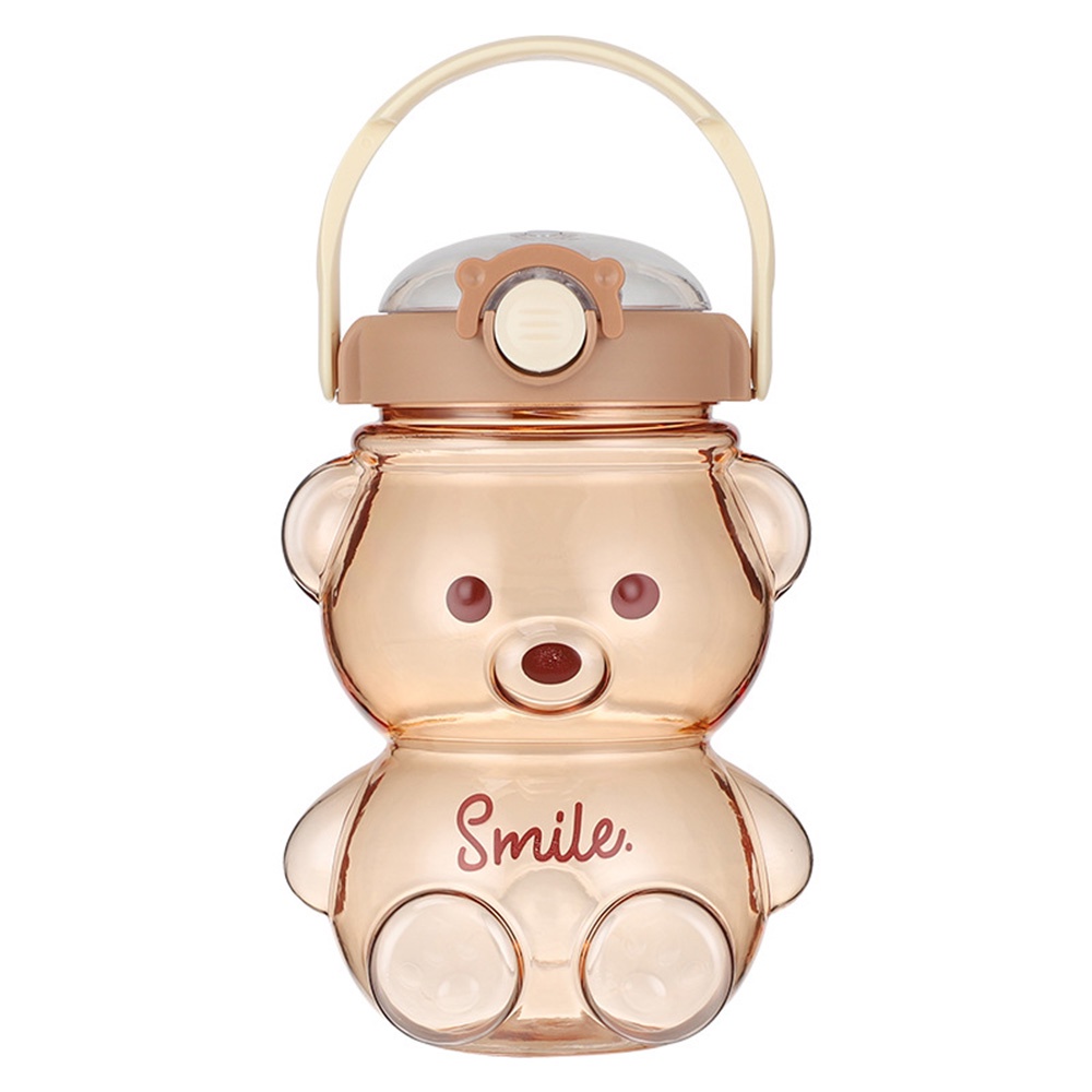 Bình Nước Nhựa Hình Gấu Dung Tích 1000/1400ML Kèm Ống Hút Tiện Dụng Mang Theo Du Lịch