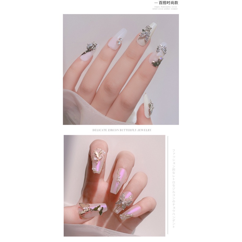 Phụ Kiện Dây Xích Kim Loại Đính Đá Zircon Trang Trí Móng Tay Nghệ Thuật