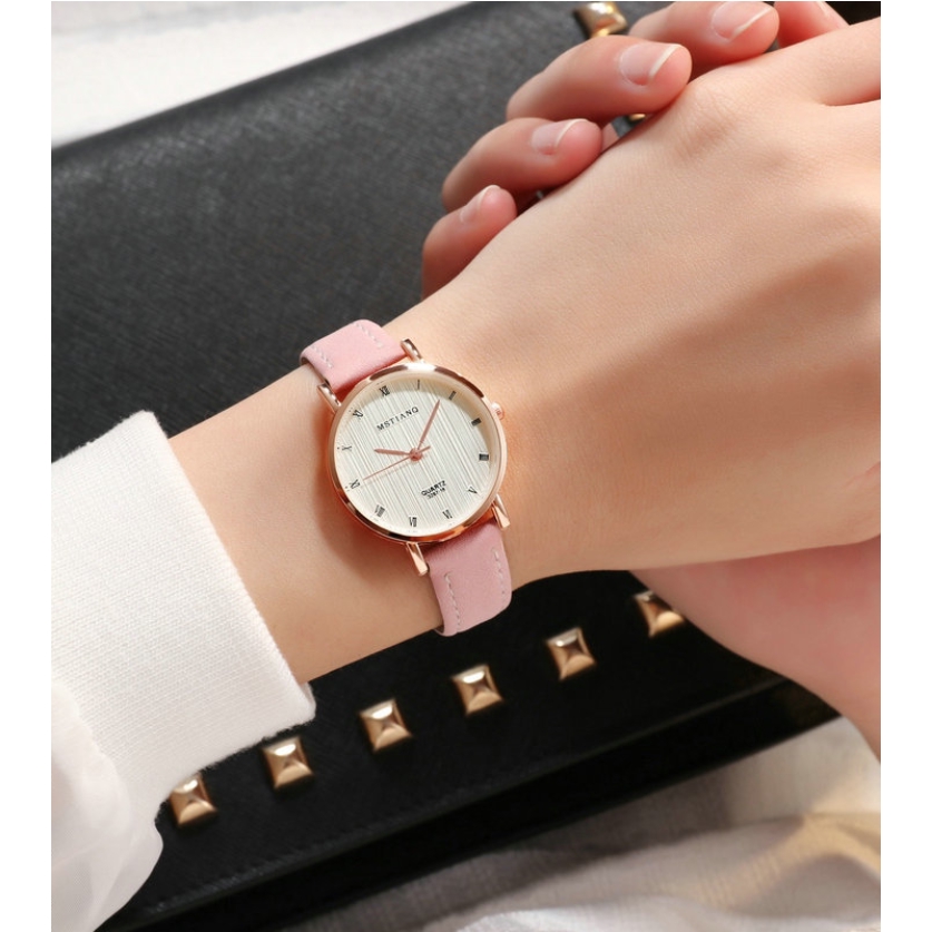 LWCC 6041 Đồng hồ máy quartz dây da phong cách đơn giản dành cho nữ