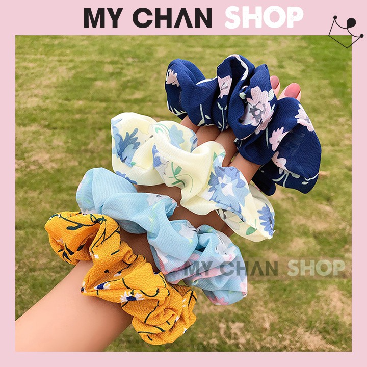 Dây cột tóc scrunchie lụa satin phi bóng sang chảnh - 43