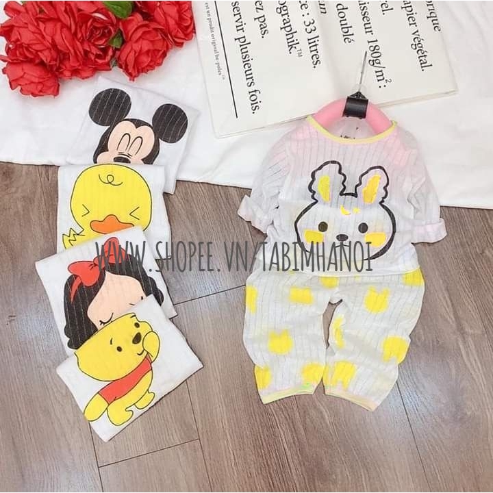 Bộ dài tay cotton giấy hoạt hình QATE578 cho bé sơ sinh tới 15kg