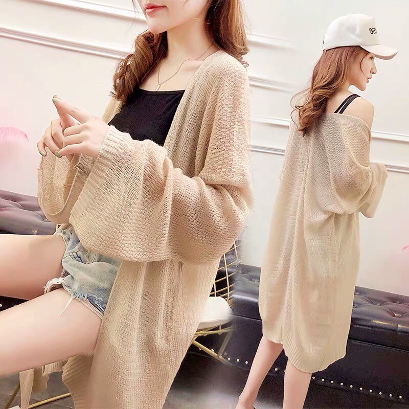 Áo len khoác cardigan mỏng hot hit - dáng dài (85~90cm) (812#)