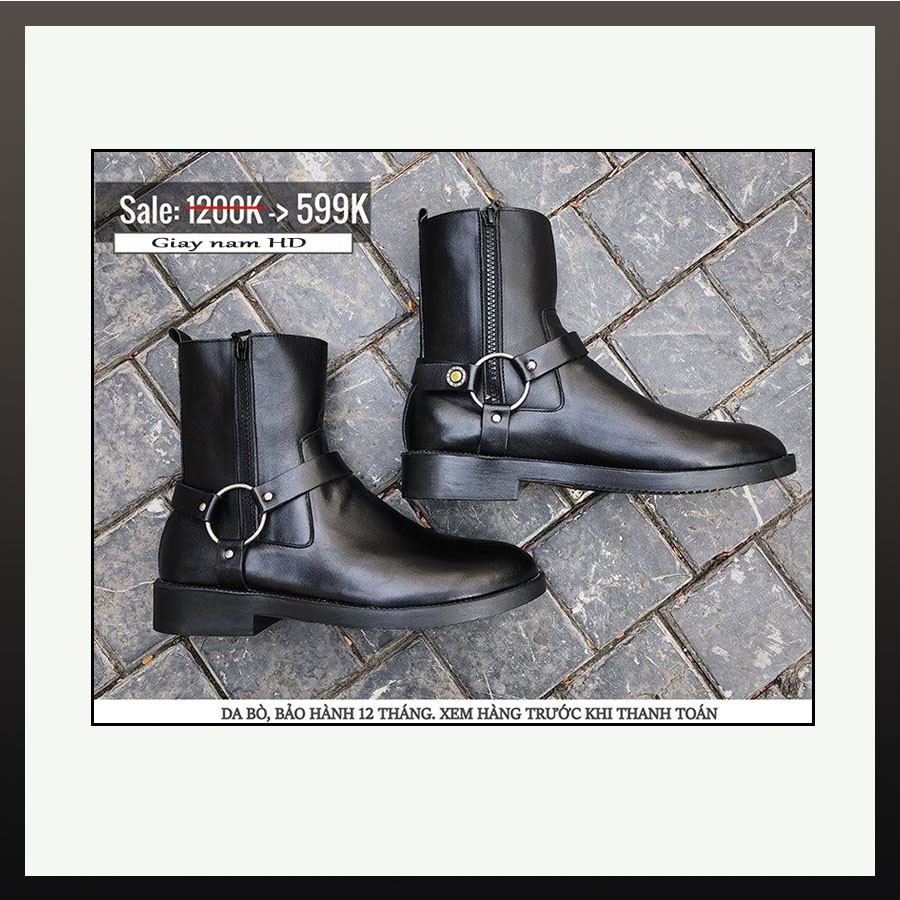 Giày Harness Boots nam SN08 cao cổ da bò đế cao cá tính năng động trẻ trung | BigBuy360 - bigbuy360.vn