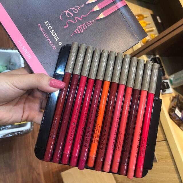 Bộ son chì 12 cây Eco Soul Multi Lip Pencil Kit hàng nội địa Thái