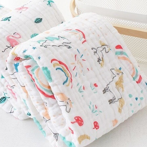 Large cotton bath towel with 6 layers of gauze, newborn wrapped towel, super soft and super absorbent