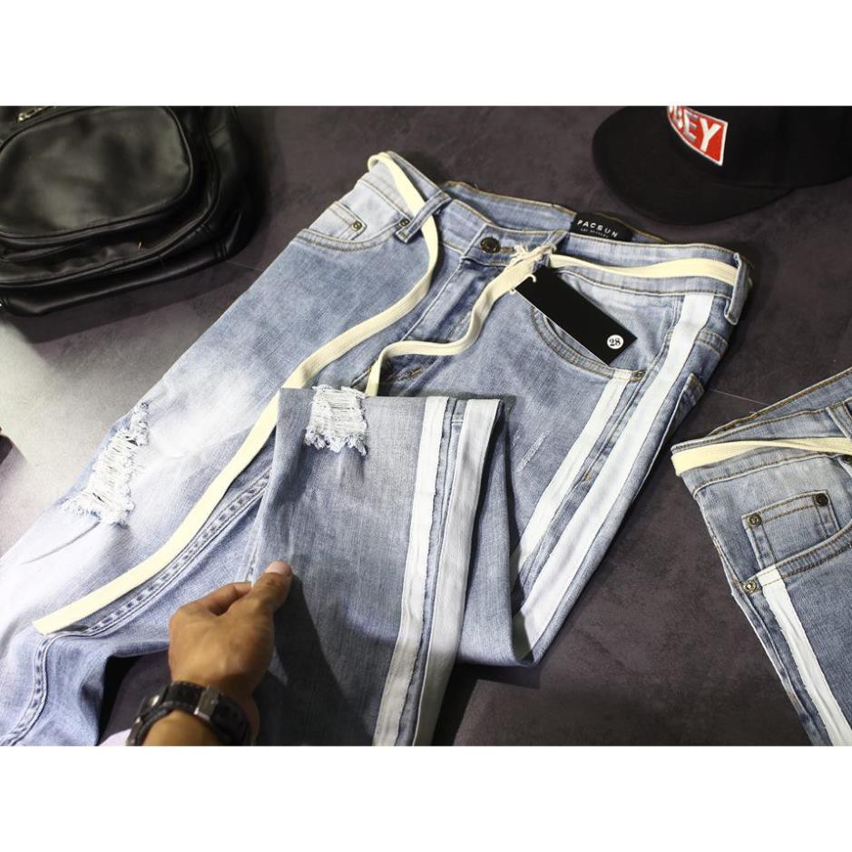 Sale Tết- BIG SIZE (65-100kg) QUẦN JEAN/ QUẦN BÒ NAM PACSUN XANH 2 LINE RÁCH GỐI az1 *