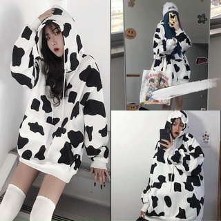 Áo Hoodie Nỉ loang Bò Sữa Freesize Dưới 75kg ( kèm ảnh thật )