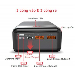 PIN SẠC DỰ PHÒNG HỖ TRỢ SẠC NHANH 30W-PD 30000MAH/L30Q 30000MAH 20W CHO ĐIỆN THOẠI/LAPTOP/MÁY TÍNH BẢNG