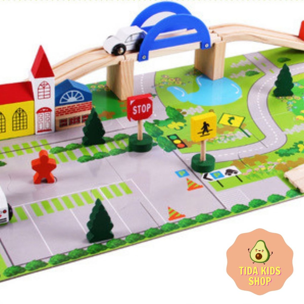 Đồ Chơi Gỗ ❤ Freeship ❤ Đồ Chơi Thông Minh Lắp Ghép Mô Hình Giao Thông Rail Overpass ❤ Freeship ❤ TiDa Kids Shop