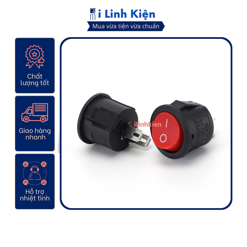 Công tắc bập bênh tròn KCD11 2P 3A250V 16.5mm không đèn