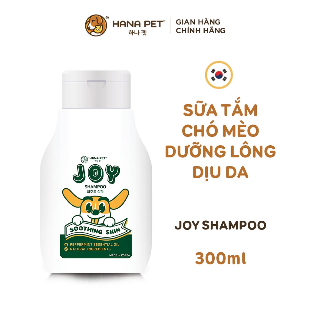 Sữa tắm chó mèo JOY hương bạc hà dưỡng lông dịu da 300ml - Hana Pet Việt Nam
