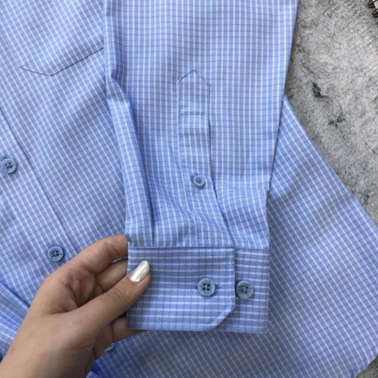 Áo Sơ Mi Nam Dài Tay Owen AR22629DT Somi Công Sở Cao Cấp Màu Xanh Kẻ Trắng Chất Sợi Tre Mềm Mát Dáng Regular Fit -n8